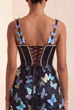 Robe de rentrée à la maison avec ceinture corset Bodycon Blush Corset Papillon Perle Crochet