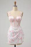 Robe de rentrée à la maison avec ceinture corset Bodycon Blush Corset Papillon Perle Crochet