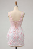 Robe de rentrée à la maison avec ceinture corset Bodycon Blush Corset Papillon Perle Crochet