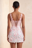 Robe de rentrée à la maison avec ceinture corset Bodycon Blush Corset Papillon Perle Crochet