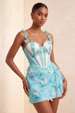 Robe de rentrée à la maison avec ceinture corset Bodycon Blush Corset Papillon Perle Crochet