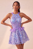 Corset Lake Blue, col nu à paillettes, A-line à volants, Lacet arrière Tenue de rentrée