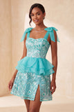Sequins roses ligne A à volants Dentelle dans le dos, bretelles à ruban Robe de rentrée à la maison avec fente