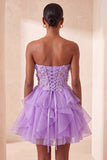 Robe de la rentrée A-line bleu ciel bleu Sweetheart transparente à volants en dentelle remontée