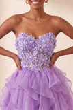 Robe de la rentrée A-line bleu ciel bleu Sweetheart transparente à volants en dentelle remontée