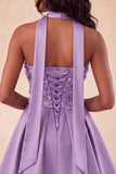 Robe de rentrée à la maison en perles à perles Olive A-line Sweetheart avec dentelle dans le dos