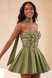 Robe de rentrée à la maison en perles à perles Olive A-line Sweetheart avec dentelle dans le dos