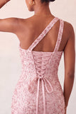 Robe de bal de rentrée à l’arrière en une épaule Bodycon Champagne et paillettes