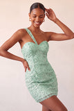 Robe de bal de rentrée à l’arrière en une épaule Bodycon Champagne et paillettes