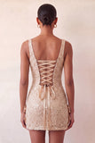 Robe de rentrée à la maison avec nœud bodycon vert menthe à col carré lacé dans le dos
