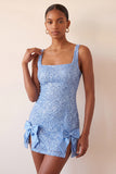 Robe de rentrée à la maison avec nœud bodycon vert menthe à col carré lacé dans le dos