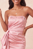 Robe de balaison bleu royal bleu bretelle en satin avec dentelle à perles et froncés à la maison avec une ceinture
