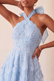 Robe de retour à la maison à col lilas ligne A-line Pearls florale haute basse avec dentelle dans le dos