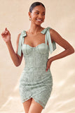 Corset bodycon Sage poussiéreux Sage Pantalons à bretelles florales à nœuds Robe de la rentrée à la maison avec lacet dans le dos