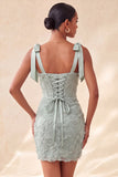 Corset bodycon Sage poussiéreux Sage Pantalons à bretelles florales à nœuds Robe de la rentrée à la maison avec lacet dans le dos