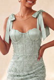 Corset bodycon Sage poussiéreux Sage Pantalons à bretelles florales à nœuds Robe de la rentrée à la maison avec lacet dans le dos