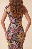 Robe longue formelle longue à découpe florale en sirène noire à col bateau avec paillettes