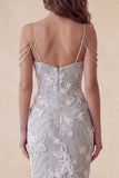 Robe de cérémonie Midi Bodycon Beige Moulante Fleur Moulante Gris Clair