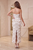 Robe formelle Midi Bodycon Abricot Sweetheart avec volants et fente