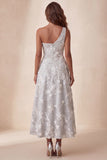 Robe formelle midi fleurie gris clair A-Line
