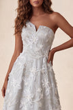 Robe formelle midi fleurie gris clair A-Line