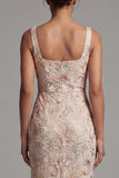Robe de la mère de la mariée à col carré à col carré perlé en perles de sirène