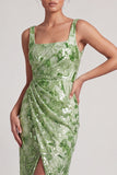 Robe de la mère de la mariée à col carré à col carré perlée perlée et longue robe de la mariée avec fente