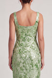 Robe de la mère de la mariée à col carré à col carré perlée perlée et longue robe de la mariée avec fente