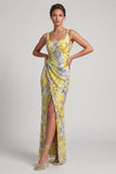 Robe de la mère de la mariée à col carré à col carré perlée perlée et longue robe de la mariée avec fente