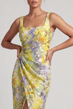 Robe de la mère de la mariée à col carré à col carré perlée perlée et longue robe de la mariée avec fente