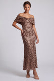 Robe midi midi de la mère de la mariée avec des paillettes scintillantes en sirène marine