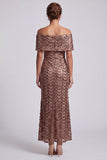 Robe midi midi de la mère de la mariée avec des paillettes scintillantes en sirène marine
