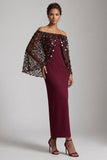 Robe midi de la mère de la mariée sirène bordeaux dénudé