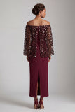 Robe midi de la mère de la mariée sirène bordeaux dénudé
