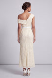 Robe midi de la mère de la mariée à une épaule Sequins bleu poussiéreux
