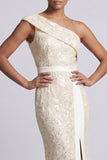 Robe midi de la mère de la mariée à une épaule Sequins bleu poussiéreux