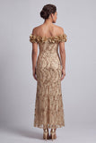 Robe midi de la mère de la mariée avec des paillettes rose dénudée