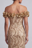 Robe midi de la mère de la mariée avec des paillettes rose dénudée