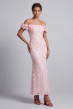 Robe midi de la mère de la mariée avec des paillettes rose dénudée