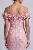 Robe midi de la mère de la mariée avec des paillettes rose dénudée