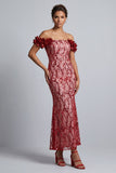 Robe midi de la mère de la mariée avec des paillettes rose dénudée