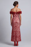 Robe midi de la mère de la mariée avec des paillettes rose dénudée