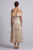 Robe midi Mother Of the Bride Rouge A-Line Off the Shoulder avec paillettes
