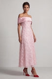 Robe midi Mother Of the Bride Rouge A-Line Off the Shoulder avec paillettes