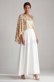 Robe midi midi Champagne à une épaule avec paillettes