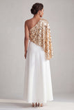 Robe midi midi Champagne à une épaule avec paillettes