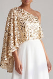 Robe midi midi Champagne à une épaule avec paillettes