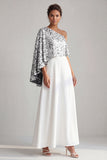 Robe midi midi Champagne à une épaule avec paillettes