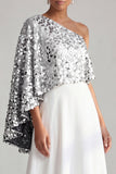 Robe midi midi Champagne à une épaule avec paillettes