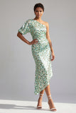 Sirène Champagne Une épaule Sequins asymétriques asymétriques Robe midi Mère de la mariée